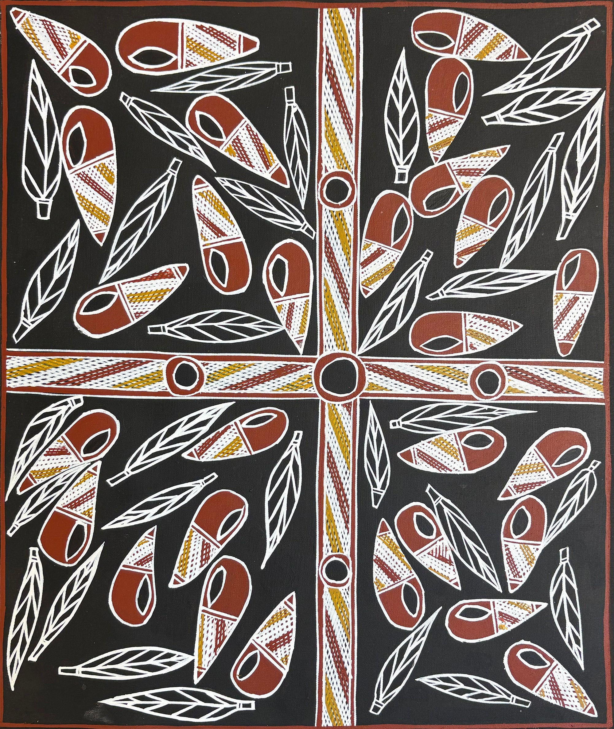Djang’kawu sisters Creation Story featuring longbums and leaves by Benjamin  Bindiwul