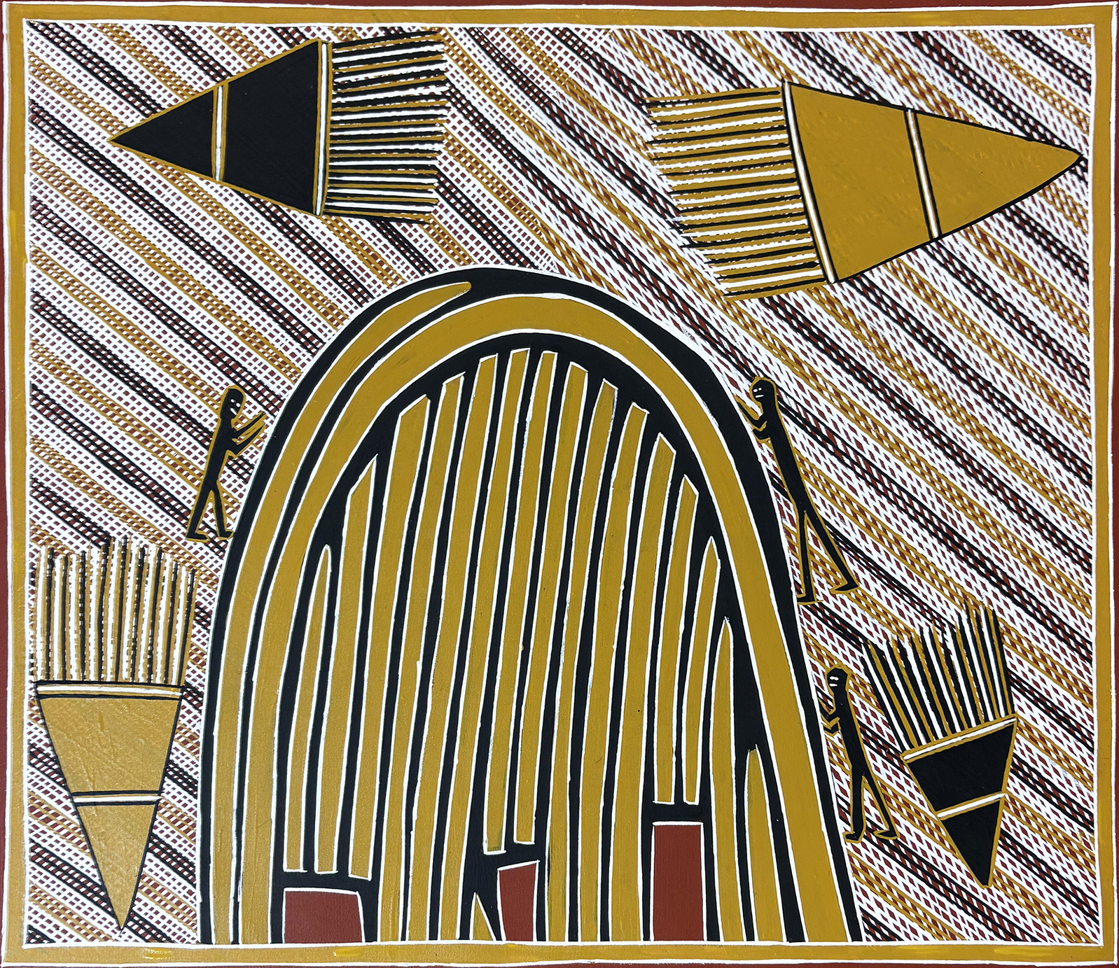 Medigi (Paperbark Mosquito House) - Painting - Johnny Malibirr