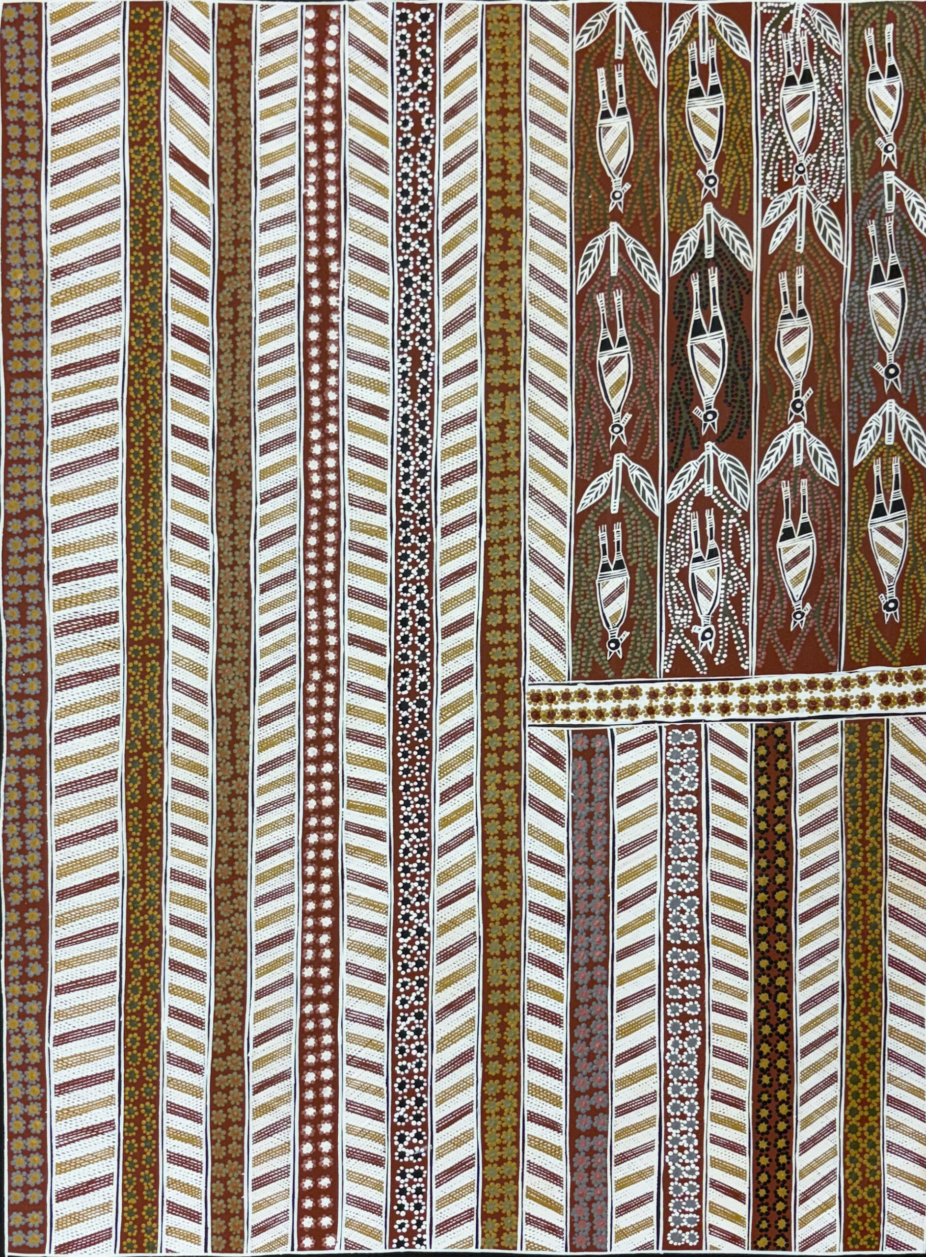 Warrnyu Dhawu (Flying Fox Story) - Painting - Evonne Rrarraypum