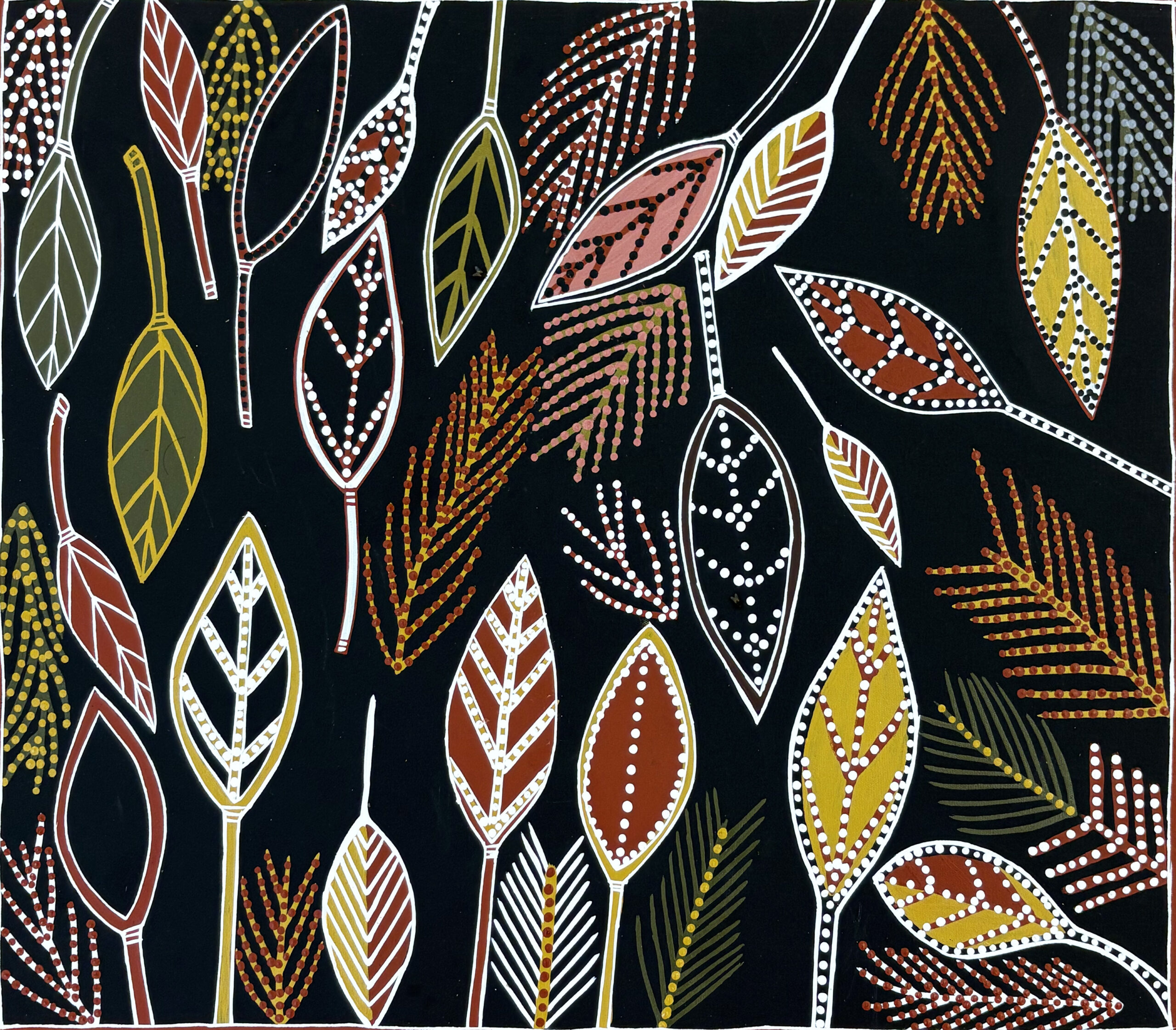 Marra (Leaves) - Painting - Dorothy Djan'palil