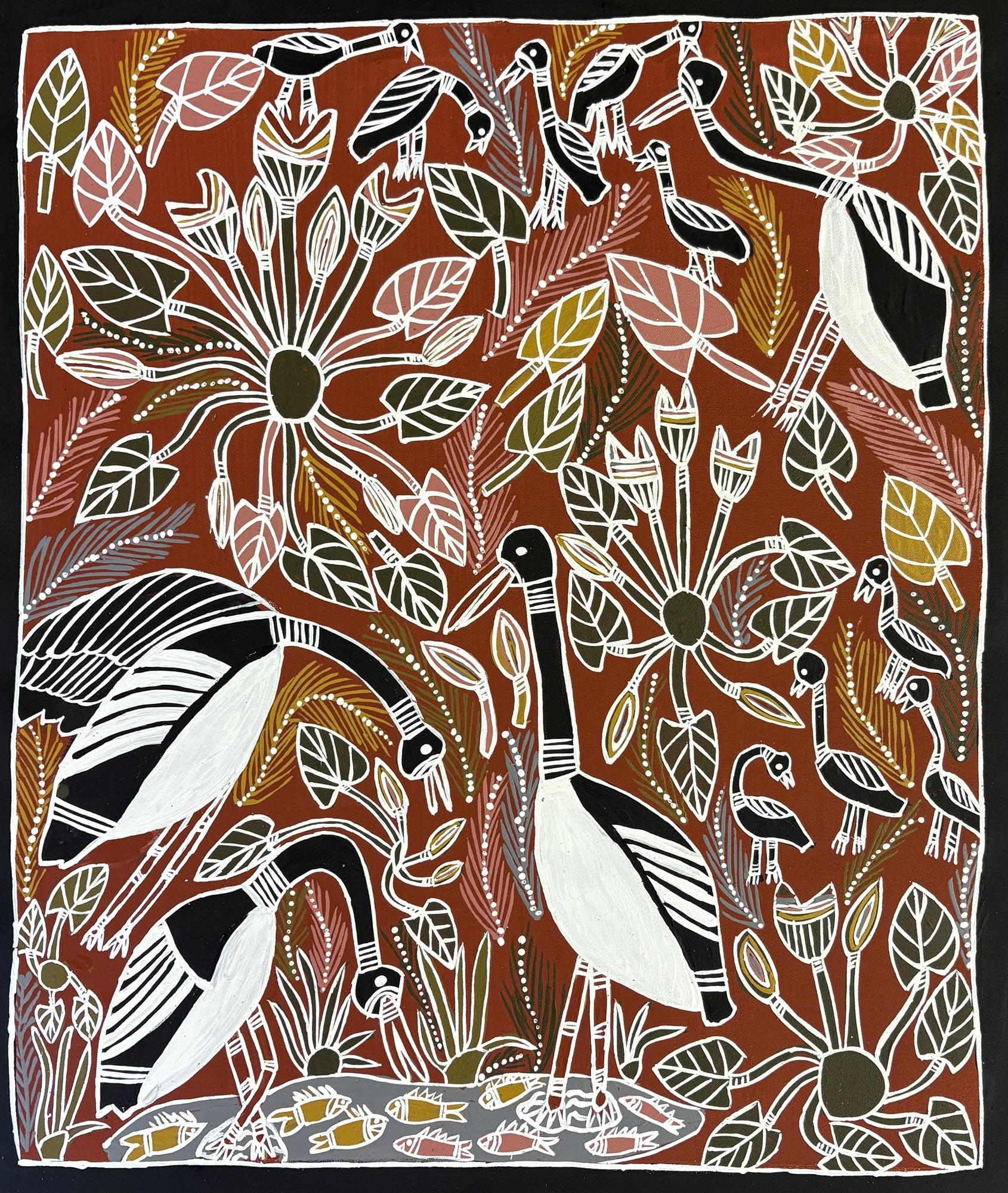 Gumang (Magpie Geese) - Painting - Joy Burruna